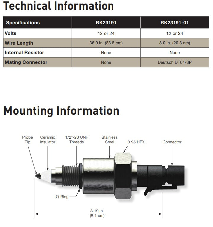 Racor rk 23191-01 WIF Sensor Kit OBSO see rk23191-03