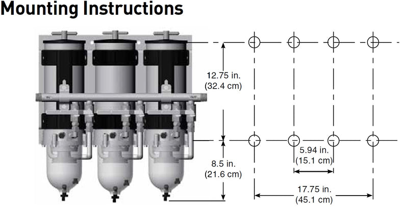Racor 791000fhv30 filter separator triplex manifold