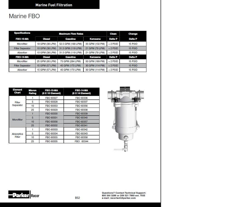Racor fbo-10-25m fbo unit w/25 micron element